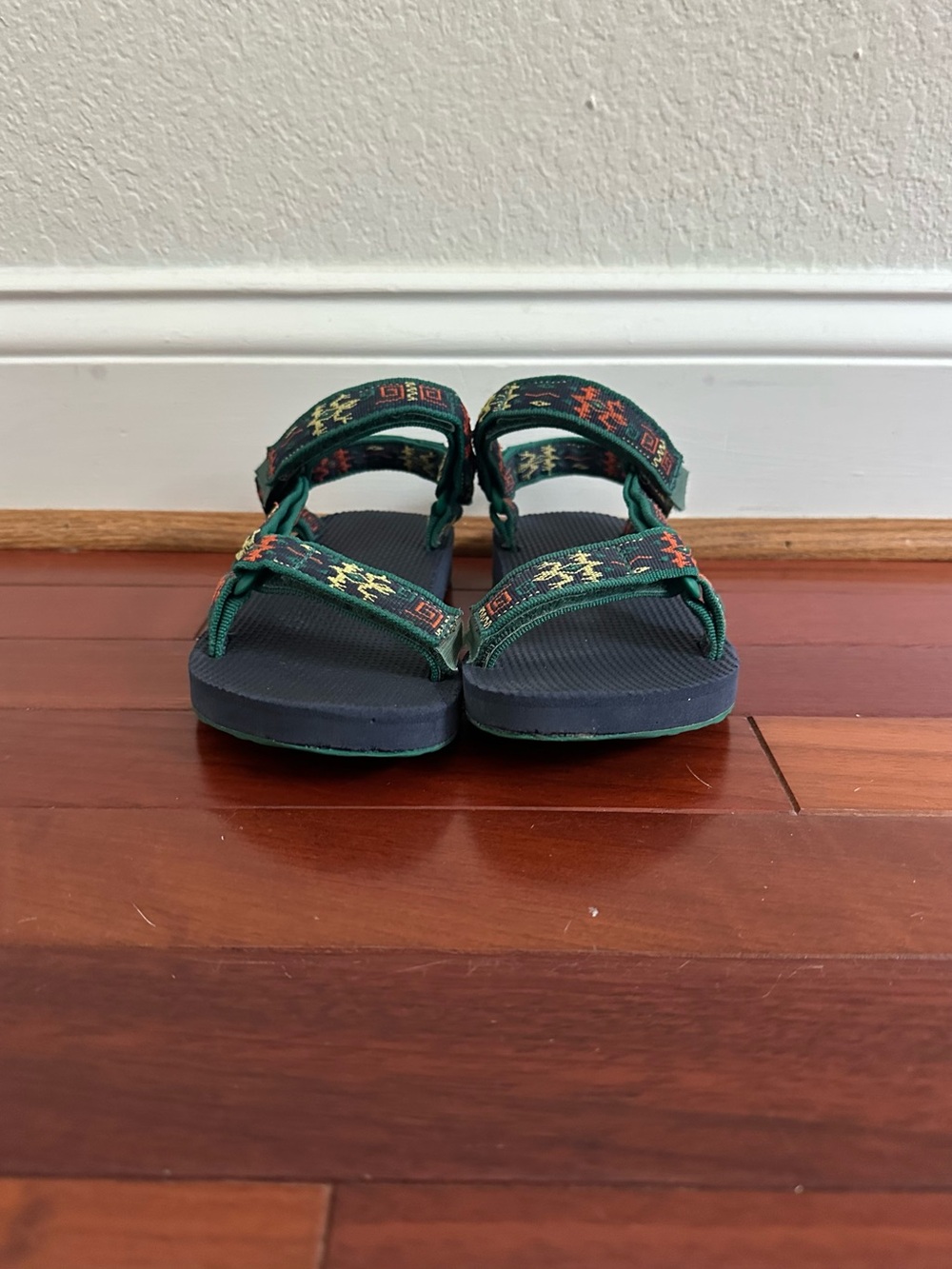 Teva Kids Dark Green and Blue Patterned Strap Sandals, size 1